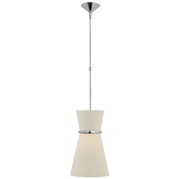 Visual Comfort Clarkson Small Single Pendant with Linen Shade