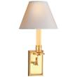 Visual Comfort Dean Library Wall Light with Natural Paper Shade in Natural Brass