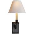 Visual Comfort Dean Library Wall Light with Natural Paper Shade in Gun Metal