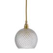 EBB & FLOW Rowan Small Mouth Blown Lead Crystal LED Pendant with Mini Cut Pattern & Small-Check in Gold