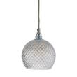 EBB & FLOW Rowan Small Mouth Blown Lead Crystal LED Pendant with Mini Cut Pattern & Small-Check in Silver