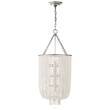 Visual Comfort Jacqueline Long White Glass Pendant in Burnished Silver Leaf