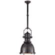 Visual Comfort Country Small Industrial Pendant with Metal Shade in Bronze