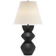 Visual Comfort Utopia Table Lamp with Linen Shade in Aged Iron