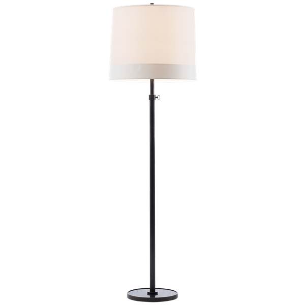 Visual Comfort Simple Adjustable Floor Lamp with Silk Shade