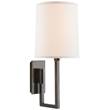 Visual Comfort Aspect Library Sconce with Ivory Linen Shade in Bronze