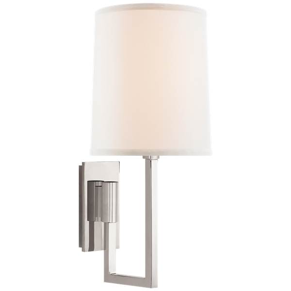 Visual Comfort Aspect Library Sconce with Ivory Linen Shade