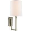 Visual Comfort Aspect Library Sconce with Ivory Linen Shade in Pewter