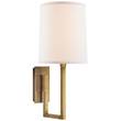 Visual Comfort Aspect Library Sconce with Ivory Linen Shade in Soft Brass
