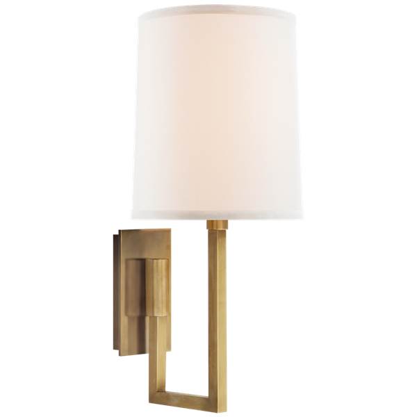 Visual Comfort Aspect Library Sconce with Ivory Linen Shade