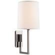 Visual Comfort Aspect Library Sconce with Ivory Linen Shade in Soft Silver