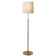 Visual Comfort Bryant Adjustable Floor Lamp with Natural Paper Shade in Hand-Rubbed Antique Brass