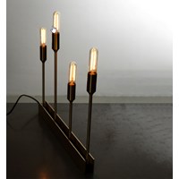 Astoria Table 4-Light Brushed Brass Plates Base