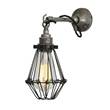 Mullan Lighting Edom Industrial Cage Wall Light in Antique Silver