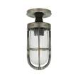 Mullan Lighting Oregon A Crackled Glass Flush Ceiling Fitting IP65 in Antique Silver