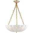 Visual Comfort Rosehill Large White Glass Pendant in Hand-Rubbed Antique Brass