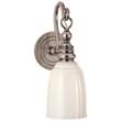 Visual Comfort Boston White Glass Loop Arm Wall Light in Antique Nickel
