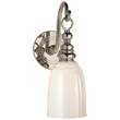 Visual Comfort Boston White Glass Loop Arm Wall Light in Polished Nickel
