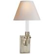 Visual Comfort Dean Library Wall Light with Natural Paper Shade in Brushed Nickel