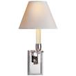 Visual Comfort Dean Library Wall Light with Natural Paper Shade in Polished Nickel