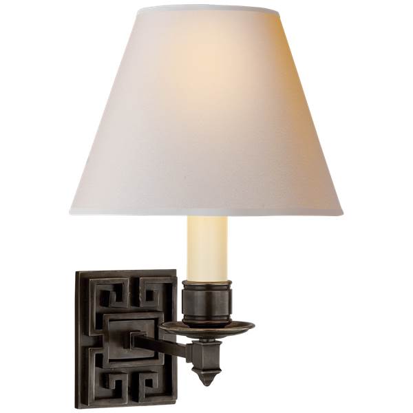Visual Comfort Alexa Hampton Abbot Single Arm Sconce with Natural Paper Shade