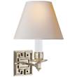 Visual Comfort Alexa Hampton Abbot Single Arm Sconce with Natural Paper Shade in Brushed Nickel