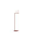 Flos IC F2 Large Steel Floor Lamp with Blown Glass Opal Diffuser in Glossy Red Burgundy