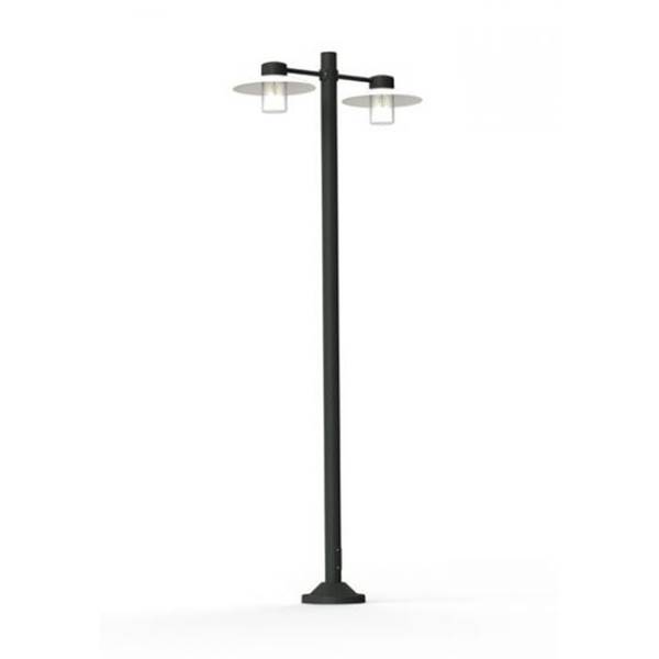 Roger Pradier Aubanne Large Double Arm Frosted Glass Lamp Post with Opal Polycarbonate Reflector