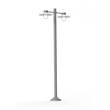 Roger Pradier Aubanne Large Double Arm Frosted Glass Lamp Post with Opal Polycarbonate Reflector in Metal Grey