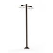 Roger Pradier Aubanne Large Double Arm Frosted Glass Lamp Post with Opal Polycarbonate Reflector in Old Rustic