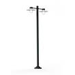 Roger Pradier Aubanne Large Double Arm Frosted Glass Lamp Post with Opal Polycarbonate Reflector in Slate Grey