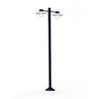 Roger Pradier Aubanne Large Double Arm Frosted Glass Lamp Post with Opal Polycarbonate Reflector in Steel Blue