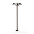 Roger Pradier Aubanne Large Three-Arm Frosted Glass Lamp Post with Opal Polycarbonate Reflector in Old Rustic