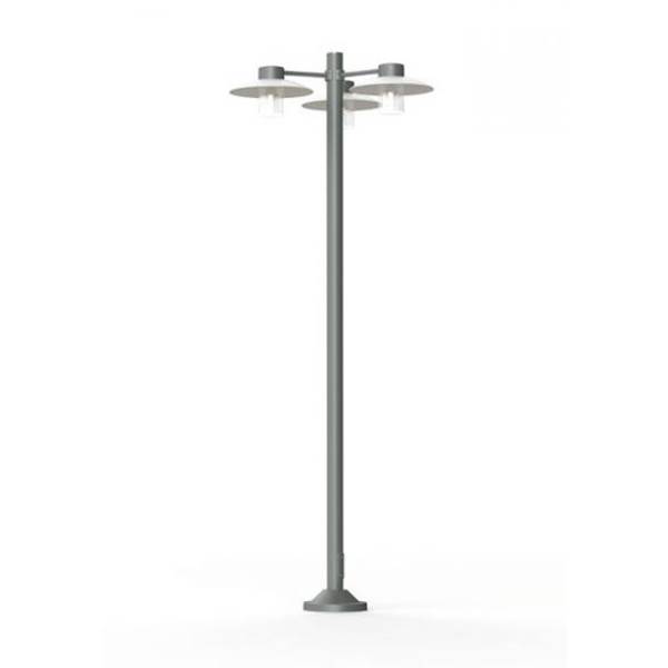 Roger Pradier Aubanne Large Three-Arm Clear Glass Lamp Post with Opal Polycarbonate Reflector