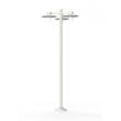 Roger Pradier Aubanne Large Three-Arm Clear Glass Lamp Post with Opal Polycarbonate Reflector in Pure White