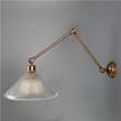 Mullan Lighting Rebell Coolie Adjustable Arm Wall Light with Prismatic Glass in Antique Brass