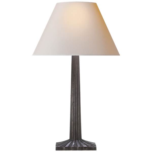Visual Comfort Strie Fluted Column Table Lamp with Natural Paper Shade