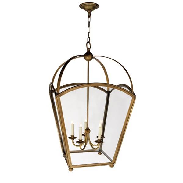 Visual Comfort Arch Top Large Clear Glass Tapered Pendant Lantern