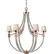 Visual Comfort Cube Basket Crystal Chandelier  with Natural Paper Shades in Polished Nickel