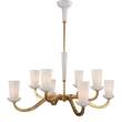 Visual Comfort All Aglow 8-Light Large White Glass Chandelier with Curved Arm in Soft Brass