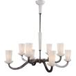 Visual Comfort All Aglow 8-Light Large White Glass Chandelier with Curved Arm in Bronze