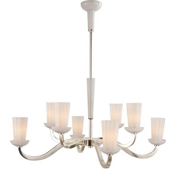Visual Comfort All Aglow 8-Light Large White Glass Chandelier with Curved Arm