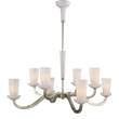 Visual Comfort All Aglow 8-Light Large White Glass Chandelier with Curved Arm in Pewter