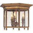 Visual Comfort E. F. Chapman English Clear Glass Hexagonal Hall Flush Mount in Antique Burnished Brass