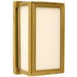 Visual Comfort Mercer Short Box Light Sconce with White Glass in Antique Burnished Brass