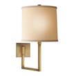 Visual Comfort Aspect Large Articulating Sconce with Ivory Linen Shade in Soft Brass