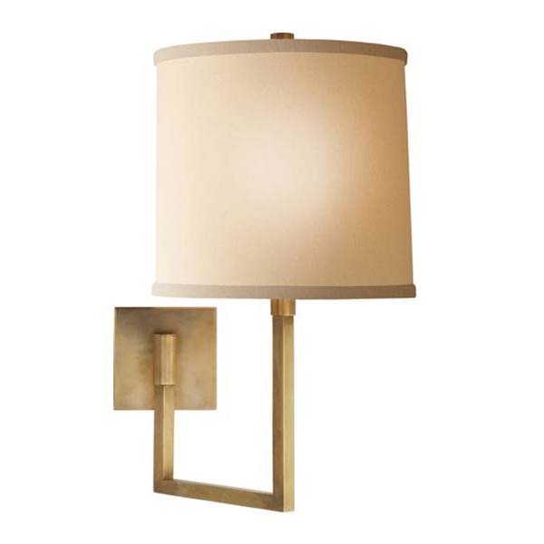 Visual Comfort Aspect Large Articulating Sconce with Ivory Linen Shade