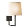 Visual Comfort Aspect Large Articulating Sconce with Ivory Linen Shade in Bronze