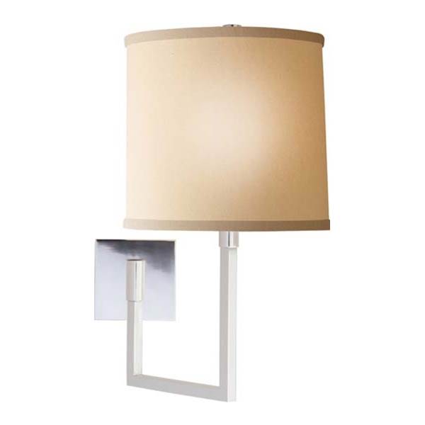 Visual Comfort Aspect Large Articulating Sconce with Ivory Linen Shade