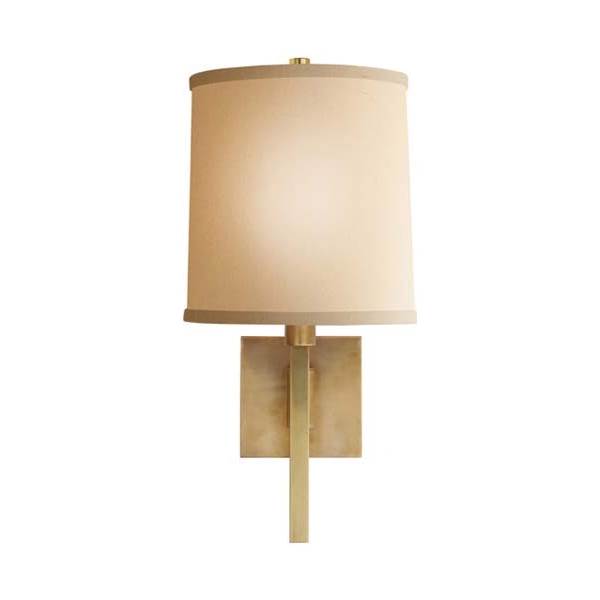 Visual Comfort Aspect Small Articulating Sconce with Ivory Linen Shade